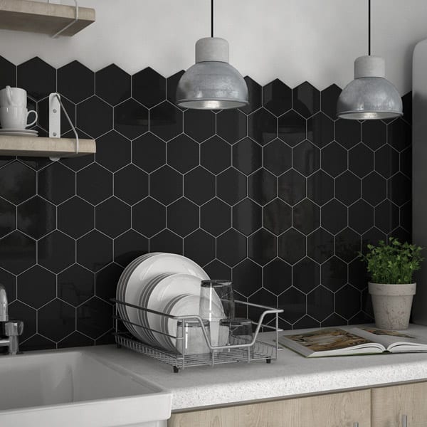 Hive hvid 12,4x10,7 mosaikhjørnet fliser, klinker og mosaik til ... Køkken vægfliser