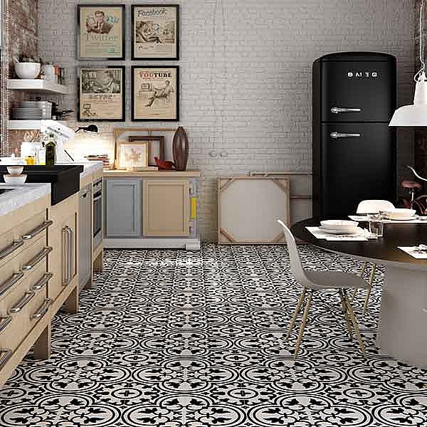 New York Pattern Sort/Hvid 30x30