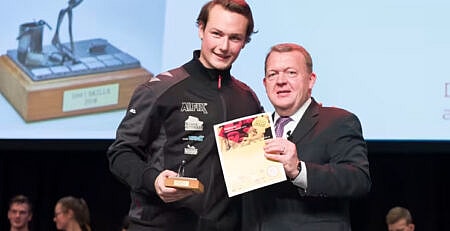 Danmarks bedste flisemurer 2018, Samuel Birk Axelsen fra Lund & Staun A/S. Foto: Per Daugaard/SkillsDenmark