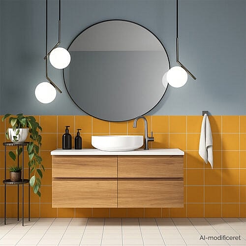 Aura Yellow 15x15 og Aura White 15x15 - gule og hvide porcelænsfliser til væg og gulv