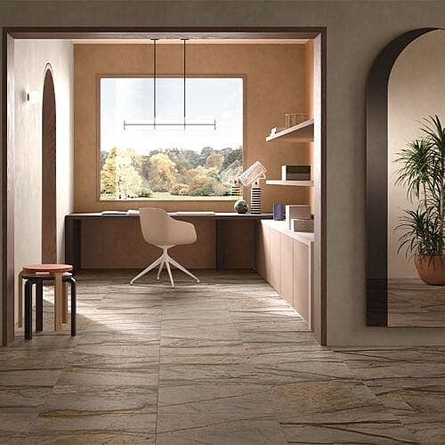 Brown Forest Mat 90x90 - keramisk flise i brunt marmorlook