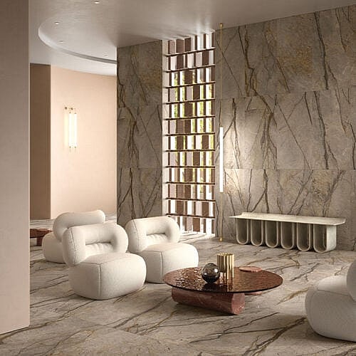 Brown Forest Mat 90x90 - keramisk flise i brunt marmorlook