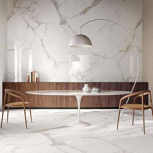 Calacatta 3D 60x120 keramiskflise i marmorlook