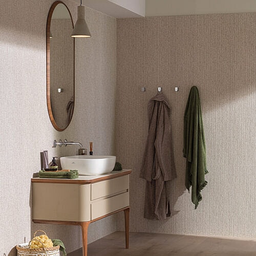 Flet Beige 60×150 – keramisk vægflise i 3D-fletdesign