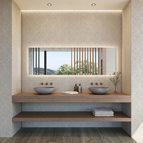 Flet Beige 60×150 – keramisk vægflise i 3D-fletdesign