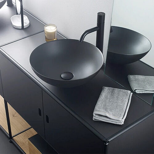 Lena Vask Sort Ø40 – Rund bordvask i porcelæn