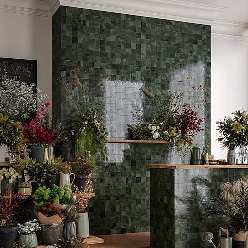 Zellige Skov grøn flise med et håndlavet udtryk