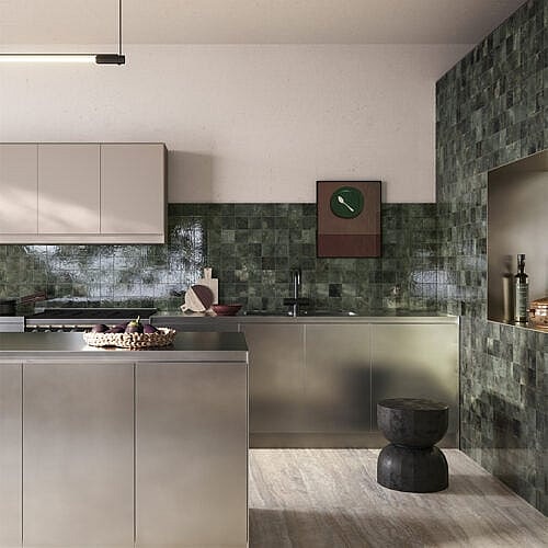 Zellige Skov grøn flise med et håndlavet udtryk