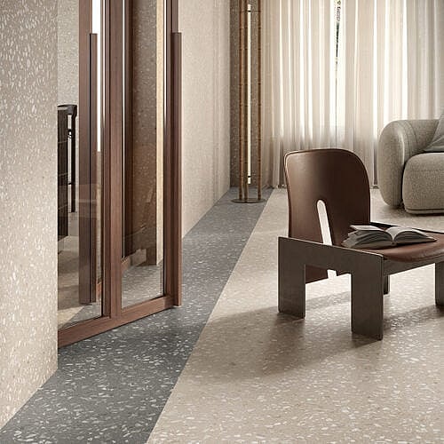 Nordic Pebble 3D Elfenben keramisk terrazzoflise