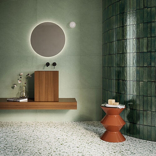 Scalzi Grøn Terrazzo 60x120 – Grøn terrazzo flise i porcelæn