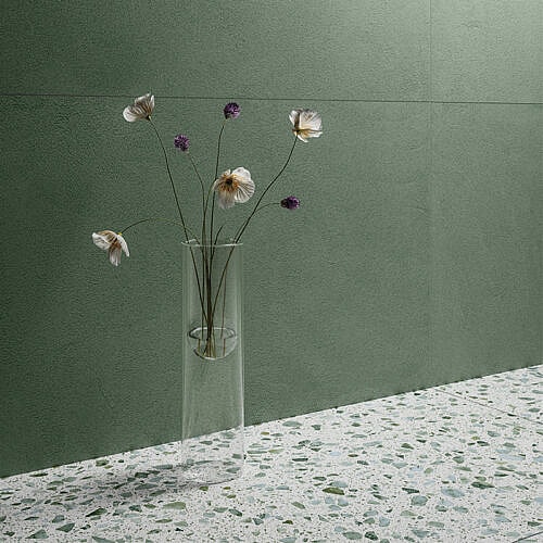 Scalzi Grøn Terrazzo 60x120 – Grøn terrazzo flise i porcelæn