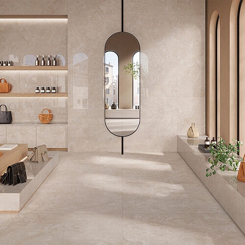 Travertin Cross Beige Mat – keramiske fliser i travertinlook