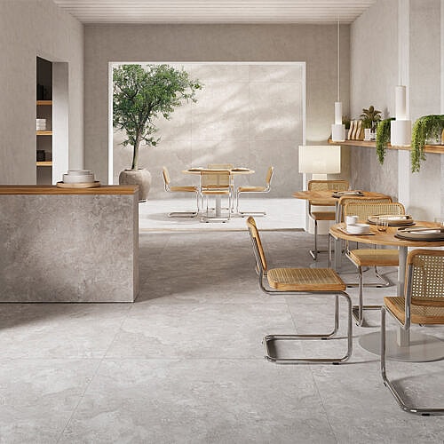 Travertin Cross Grå Mat – keramiske fliser i travertinlook