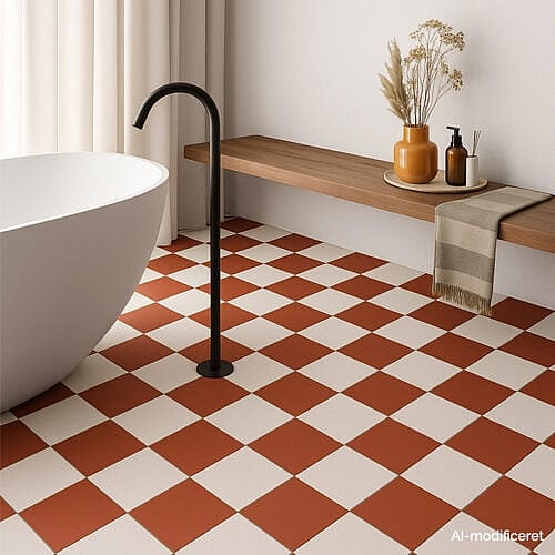 Aura Red 15x15 og Aura White 15x15 - røde og hvide porcelænsfliser til væg og gulv