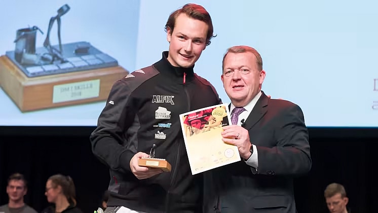 Danmarks bedste flisemurer 2018, Samuel Birk Axelsen fra Lund & Staun A/S. Foto: Per Daugaard/SkillsDenmark